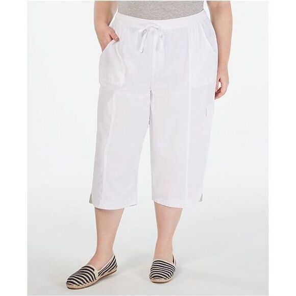 KAREN Scott White Comfort Waist Capri Pants 1x Nwt - Picture 1 of 12